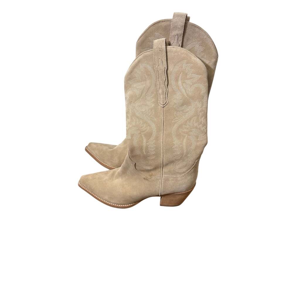 Jeffrey Campbell Light Tan Suede Cowboy Boots Sz 10